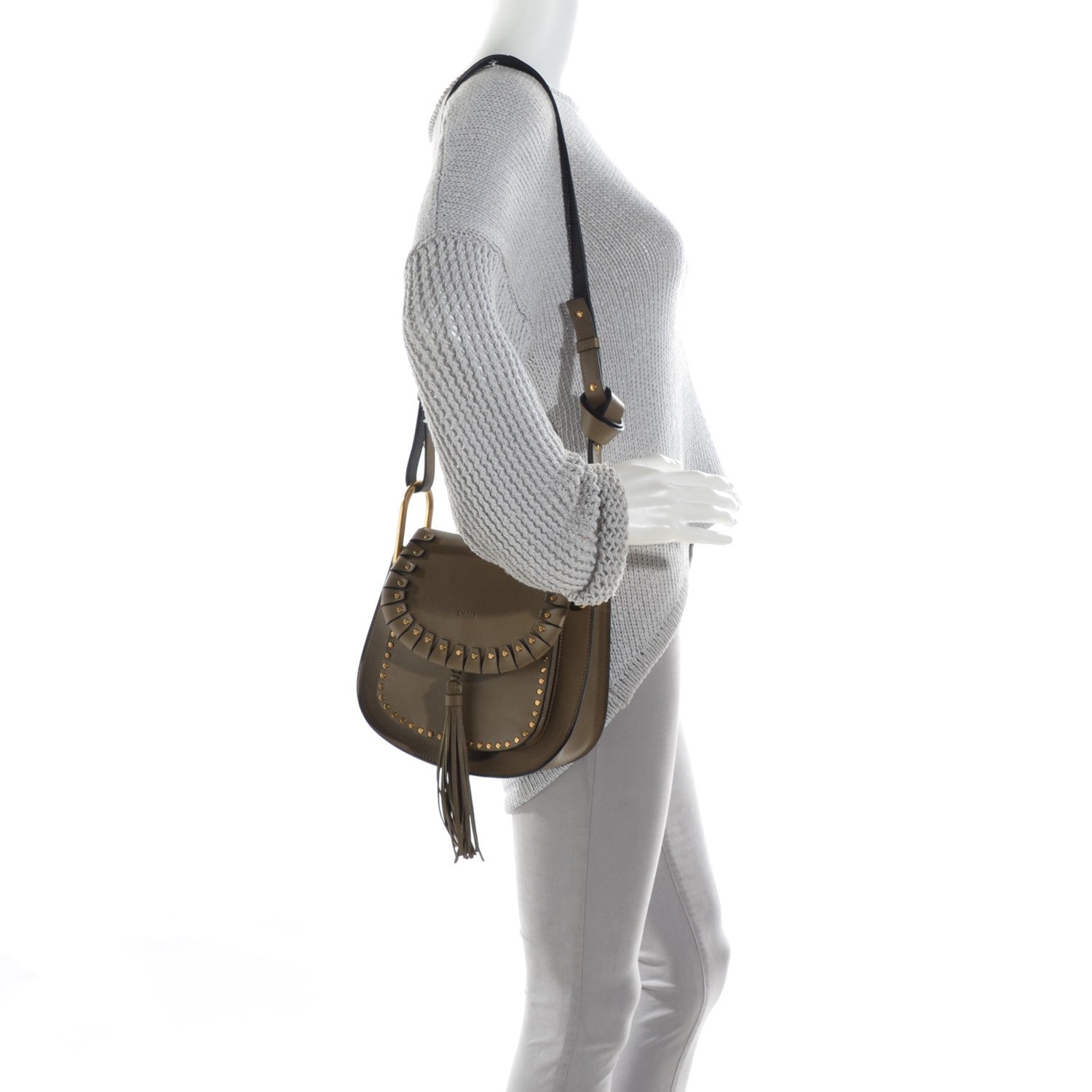 Chloe Calfskin Small Hudson Shoulder Bag Merino Grey 2 of 8