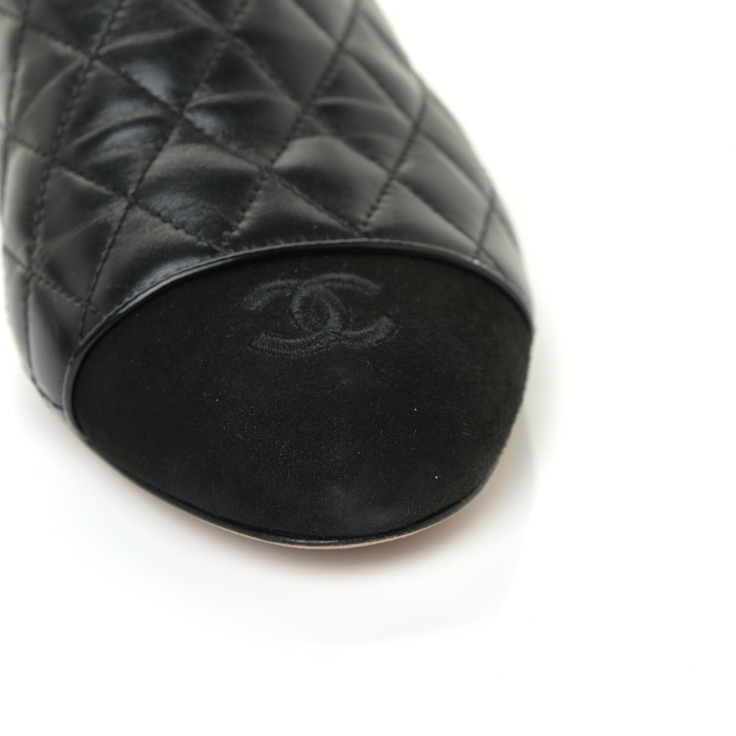 Lambskin Kid Suede Quilted Mules 40.5 Black