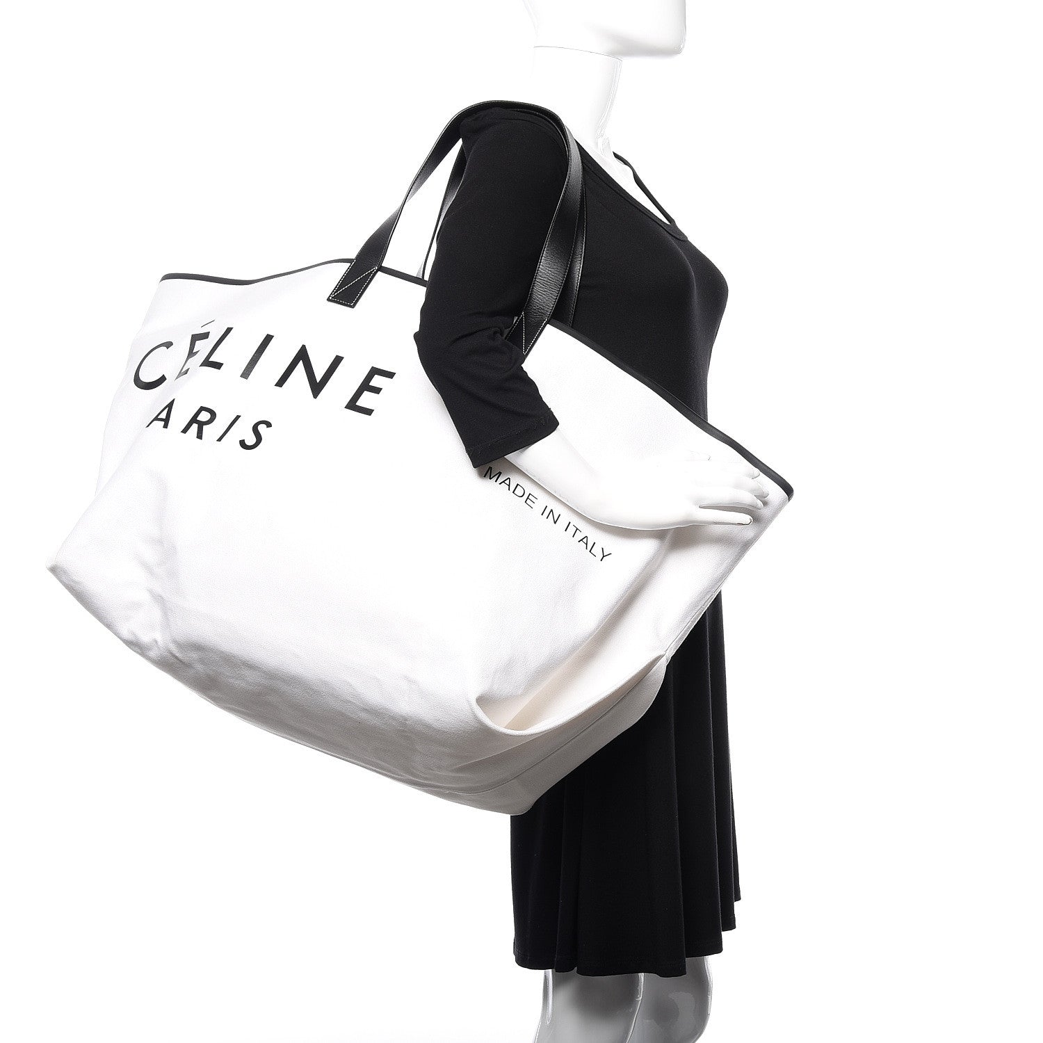 Celine Textile Large Made In Tote White Black 2 of 13