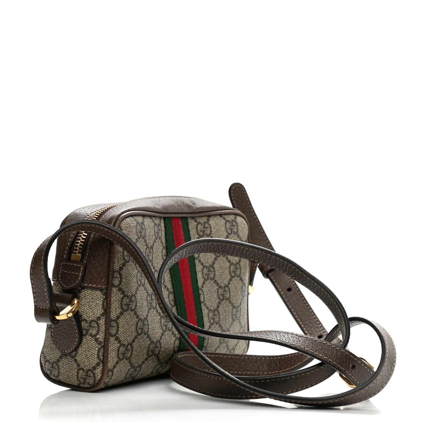 GG Supreme Monogram Web Mini Ophidia Shoulder Bag Brown