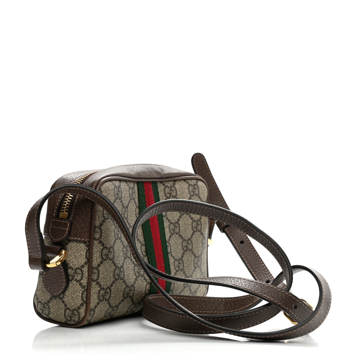 Gucci GG Supreme Monogram Web Mini Ophidia Shoulder Bag Brown 3 of 8
