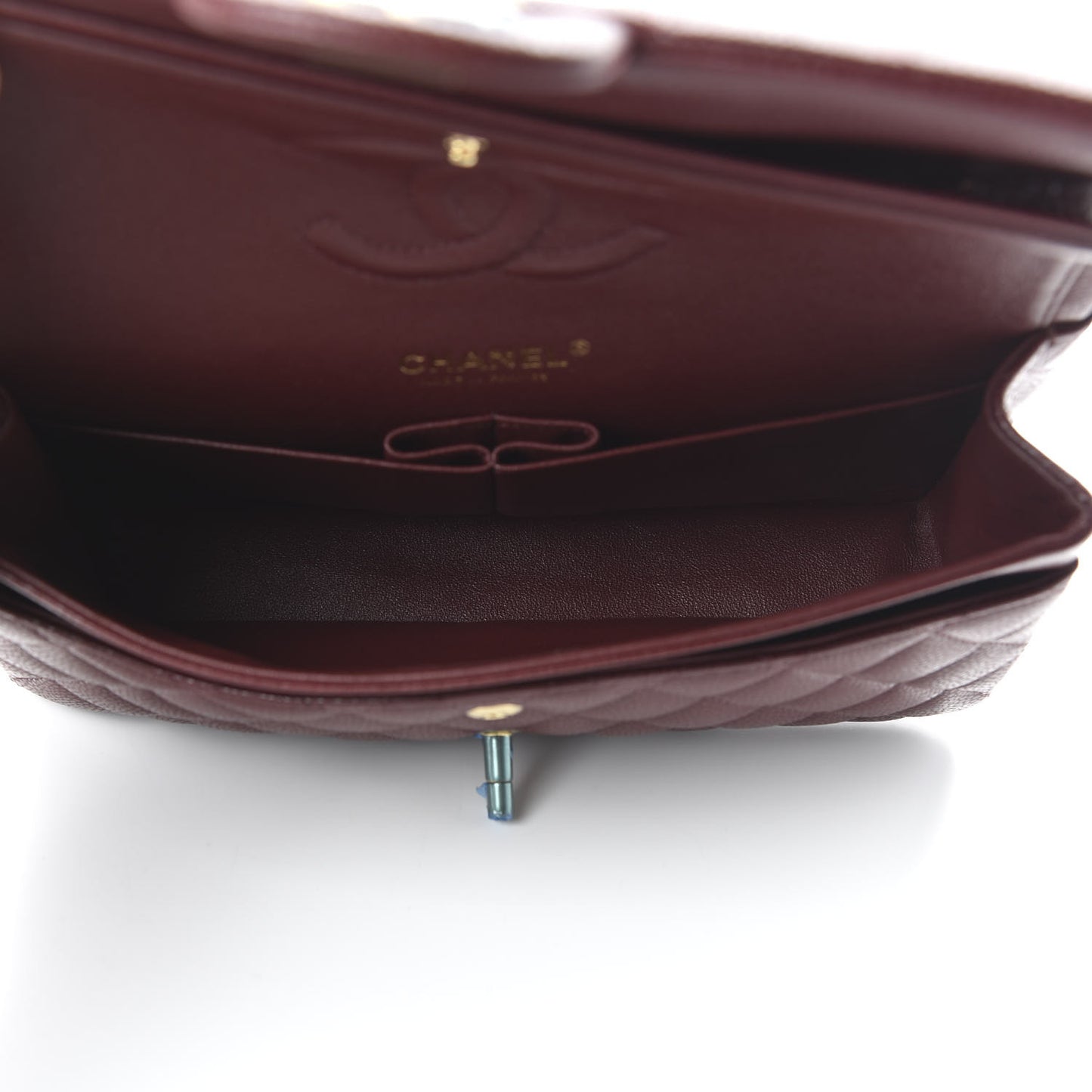 Caviar Quilted Medium Double Flap Burgundy