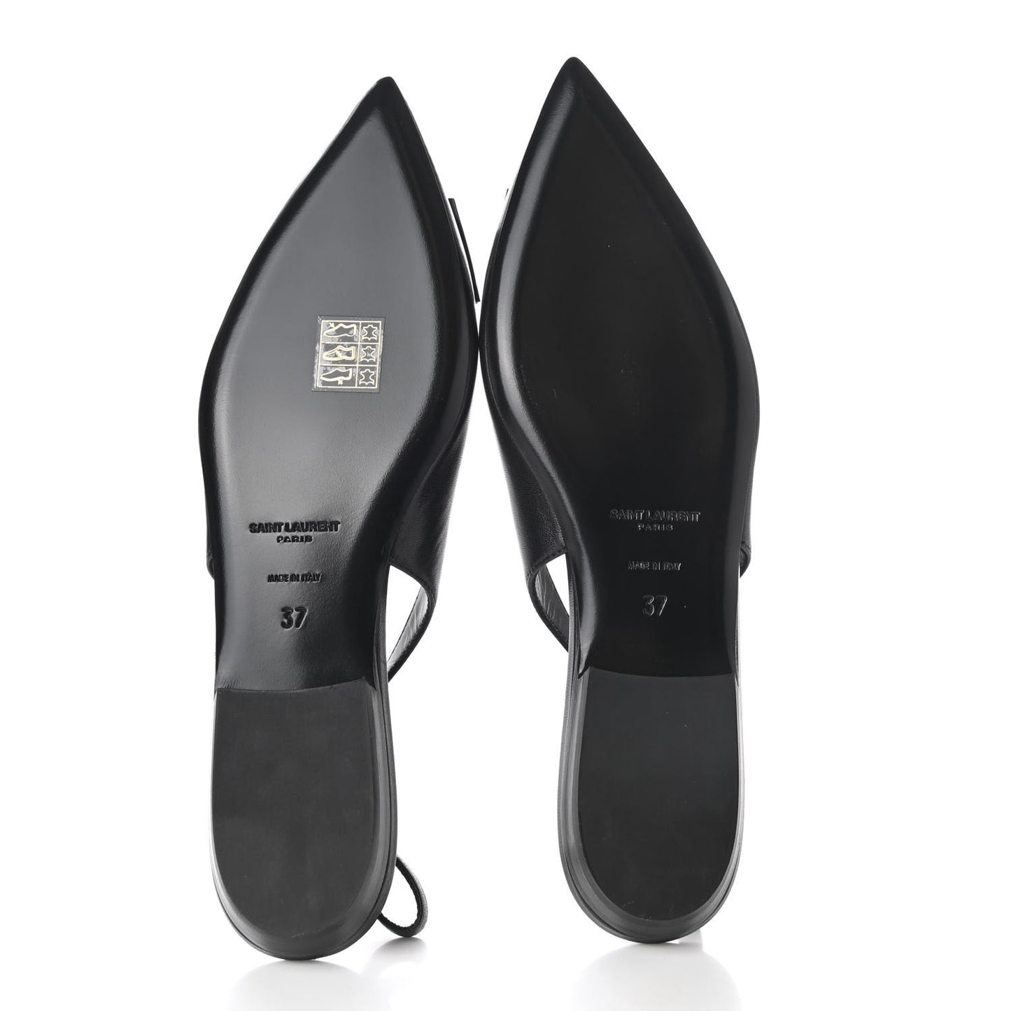 Patent Smooth Lambskin Anais Slingback Flats 37 Black Navy