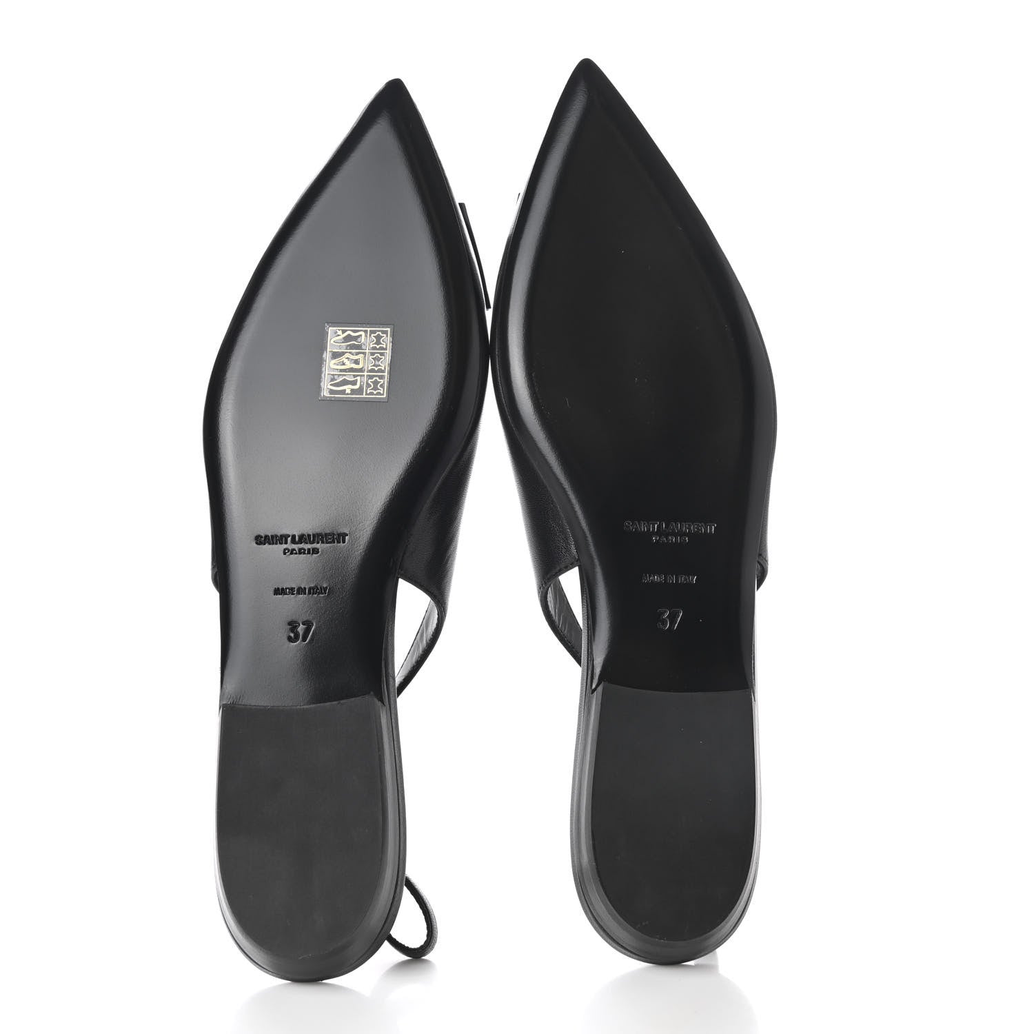 Saint Laurent Patent Smooth Lambskin Anais Slingback Flats 37 Black Navy 5 of 9