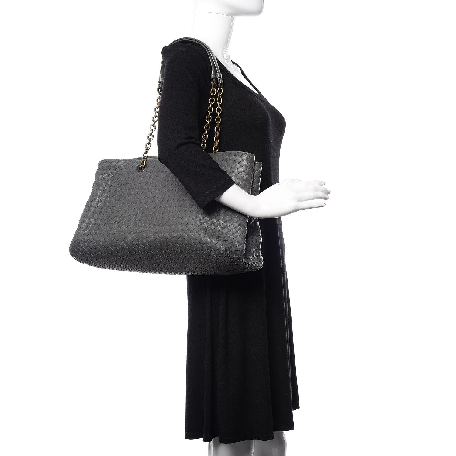 Bottega Veneta Nappa Intrecciato Large Classic Chain Strap Tote Light Grey 2 of 16