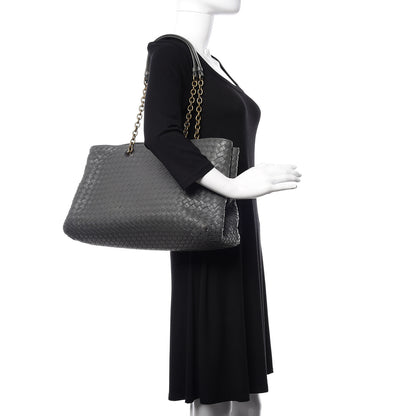 Bottega Veneta Nappa Intrecciato Large Classic Chain Strap Tote Light Grey 2 of 16