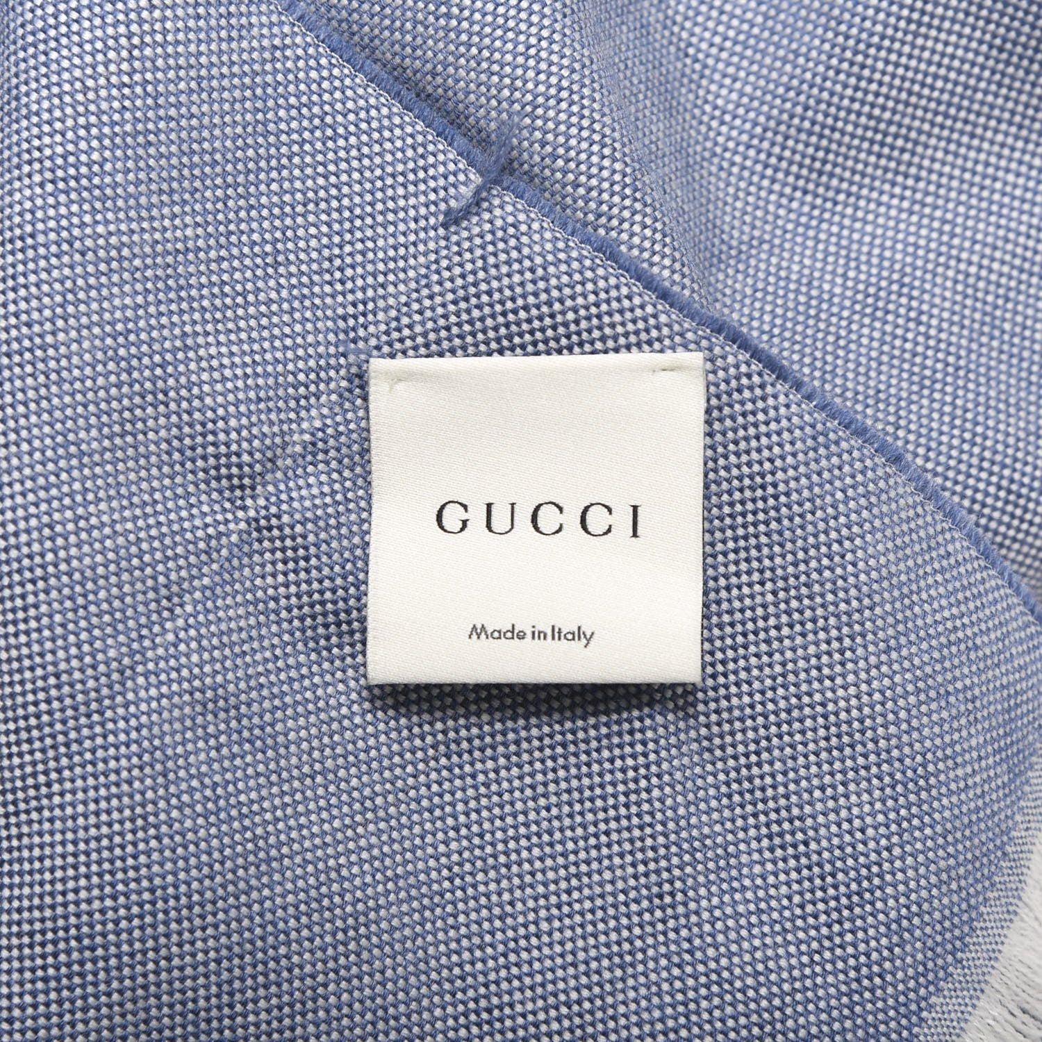 Gucci Wool GG Monogram HalfGG Fringe Scarf Ivory Sky Blue 4 of 4