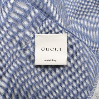 Gucci Wool GG Monogram HalfGG Fringe Scarf Ivory Sky Blue 4 of 4