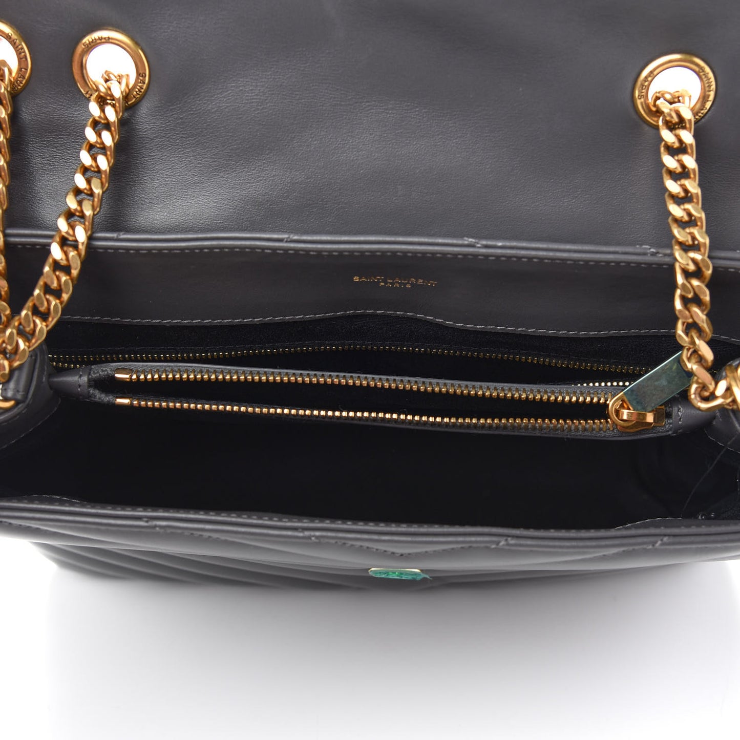 Calfskin Y Quilted Monogram Medium Loulou Chain Satchel Asphalt