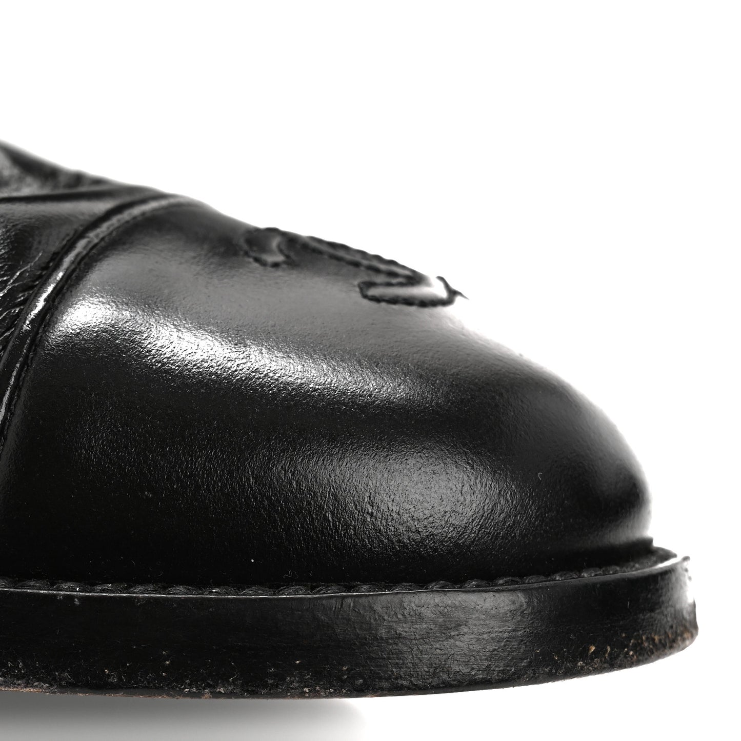 Calfskin Cap Toe CC Riding Boots 38.5 Black