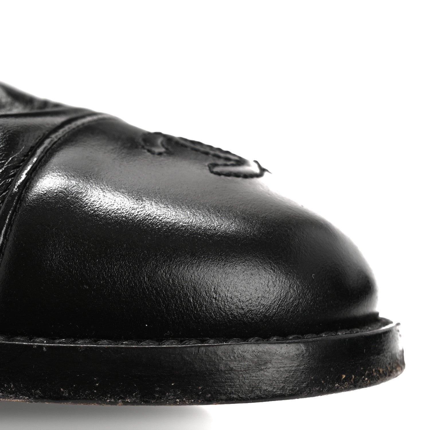 Chanel Calfskin Cap Toe CC Riding Boots 38.5 Black 12 of 13