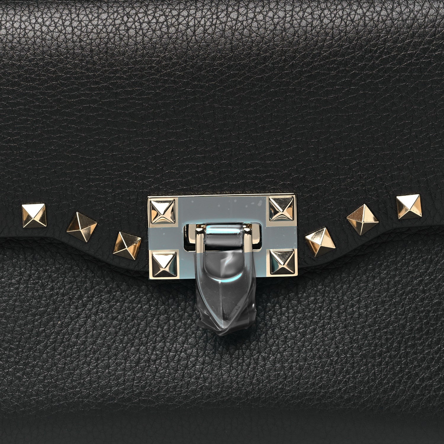 Valentino Garavani Pebbled Calfskin Medium Rockstud Flip Lock Crossbody Bag Black 7 of 9