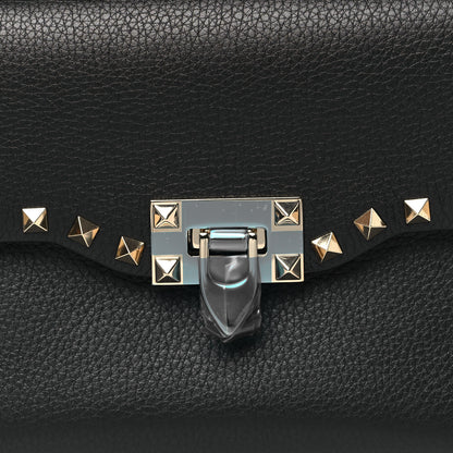 Valentino Garavani Pebbled Calfskin Medium Rockstud Flip Lock Crossbody Bag Black 7 of 9