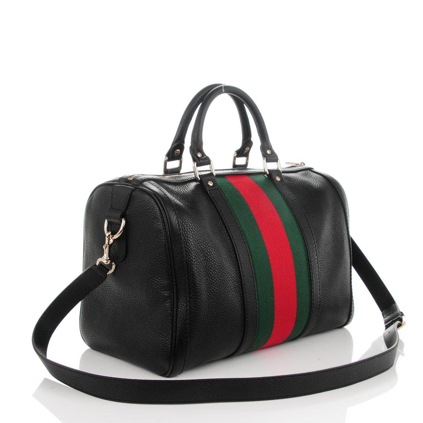 Calfskin Vintage Web Medium Boston Black