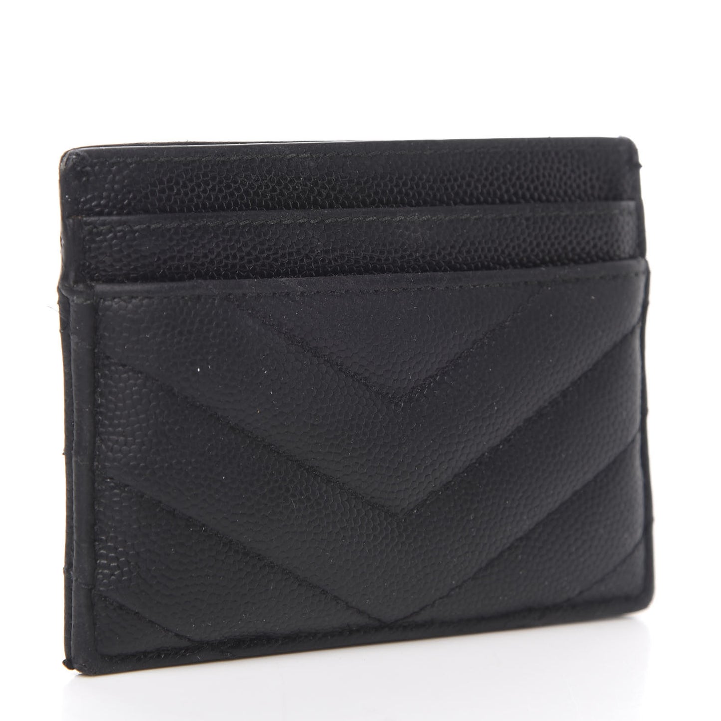 Grain De Poudre Matelasse Chevron Monogram Credit Card Case Black