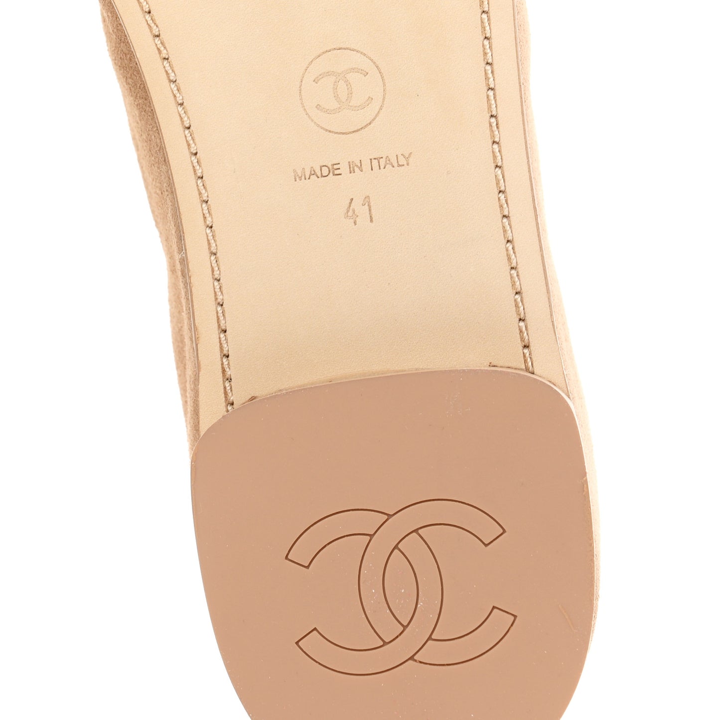 Suede Kidskin Grosgrain Mary Jane Flats 41 Beige Black
