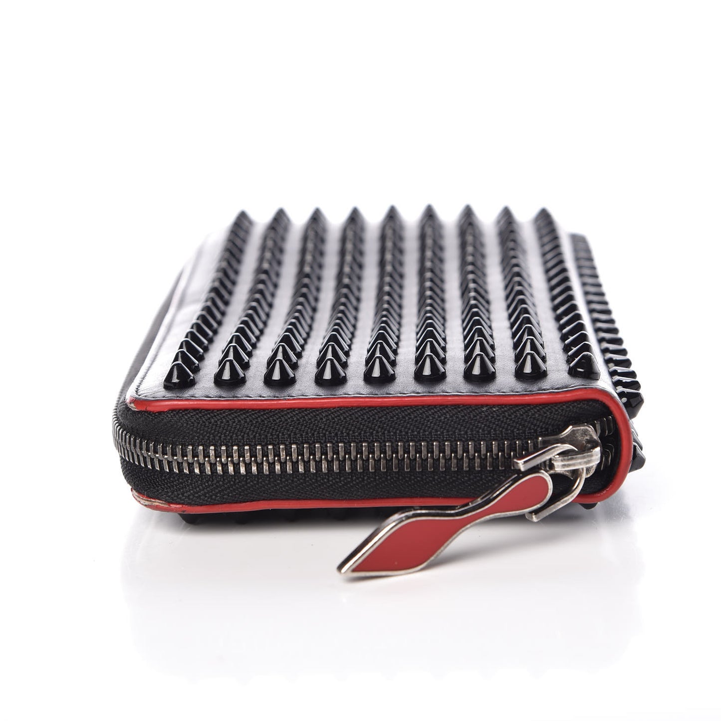 Calfskin Panettone Spiked Zip Around Wallet Black