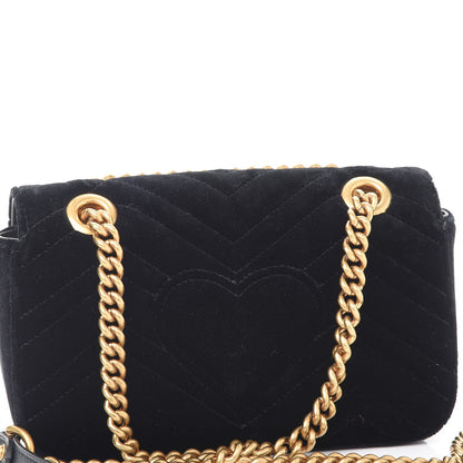 Gucci Velvet Matelasse Mini GG Marmont Shoulder Bag Black 5 of 9