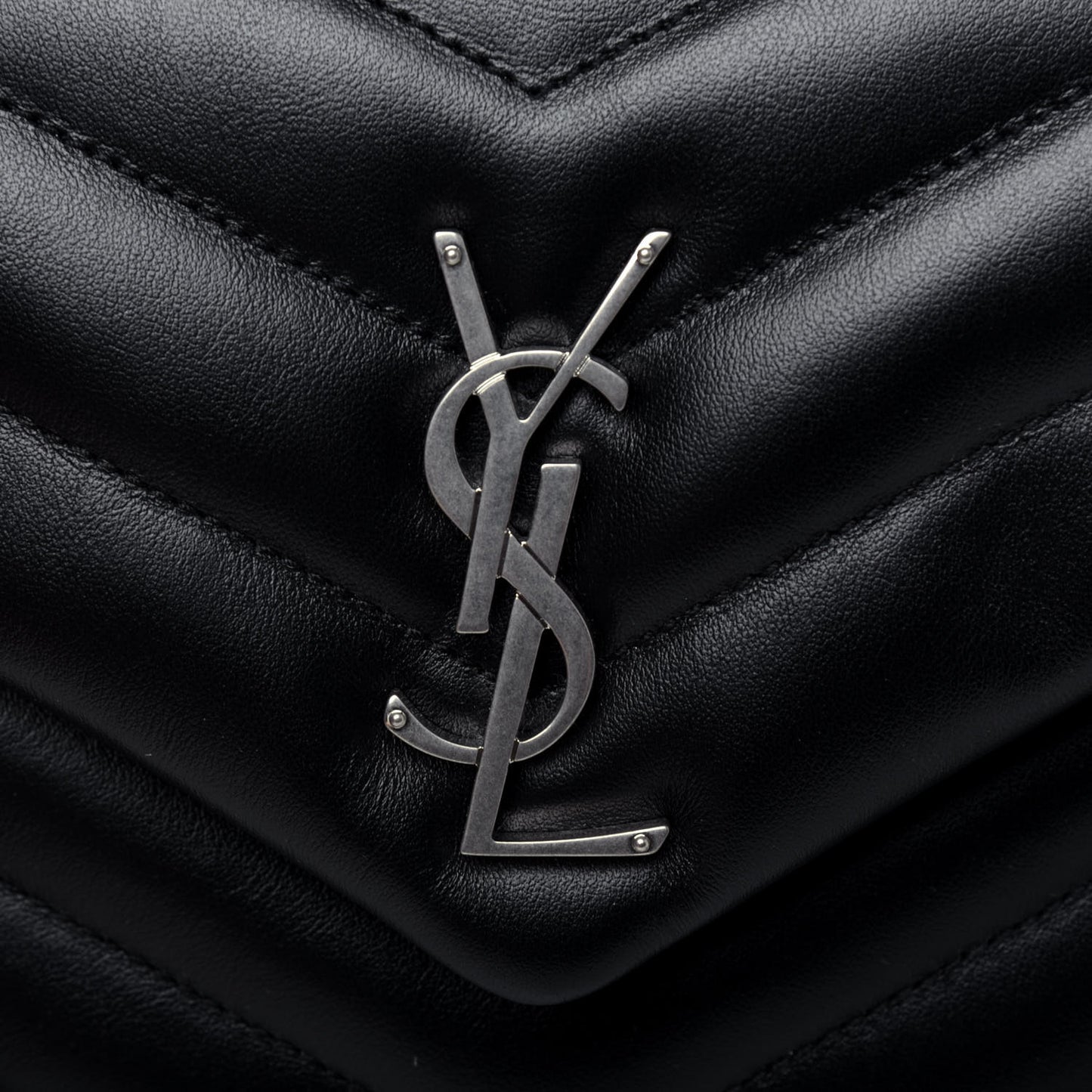 Calfskin Y Quilted Monogram Small Loulou Chain Satchel Black