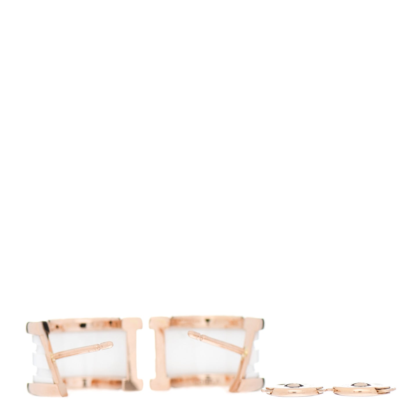 18K Rose Gold White Ceramic B.Zero1 Hoop Earrings