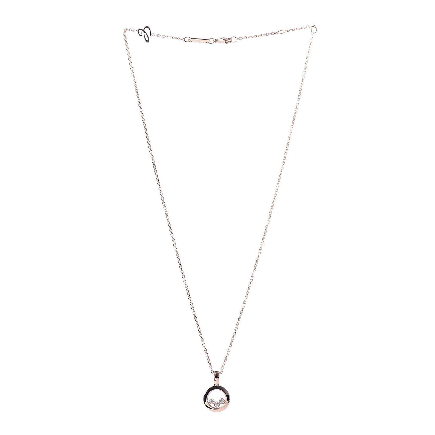 18K Rose Gold Happy Diamonds Round Pendant Necklace