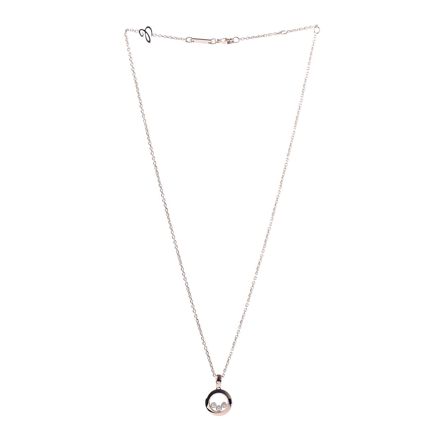 Chopard 18K Rose Gold Happy Diamonds Round Pendant Necklace 3 of 8