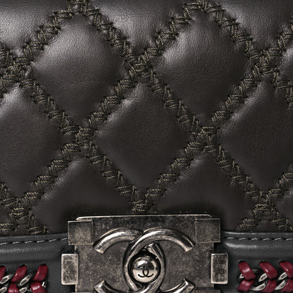 Chanel Calfskin Quilted Small Boy Top Handle Flap Grey Burgundy 8 of 13