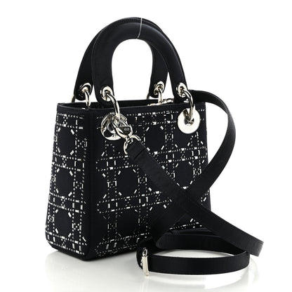 Christian Dior Satin Crystal Cannage Mini Lady Dior Navy 3 of 11