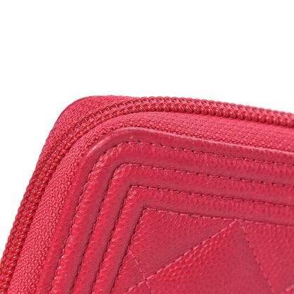 Chanel Caviar Quilted Small Boy Zip Around Wallet Fuchsia 9 of 11
