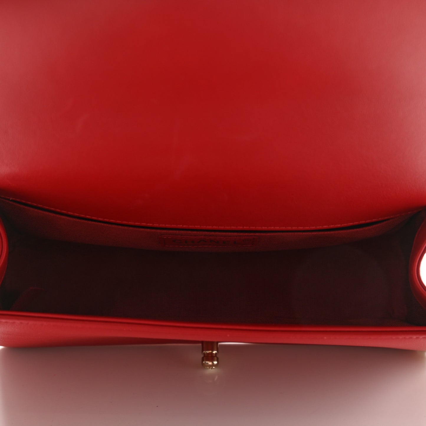 Lambskin Quilted Medium Boy Flap Red