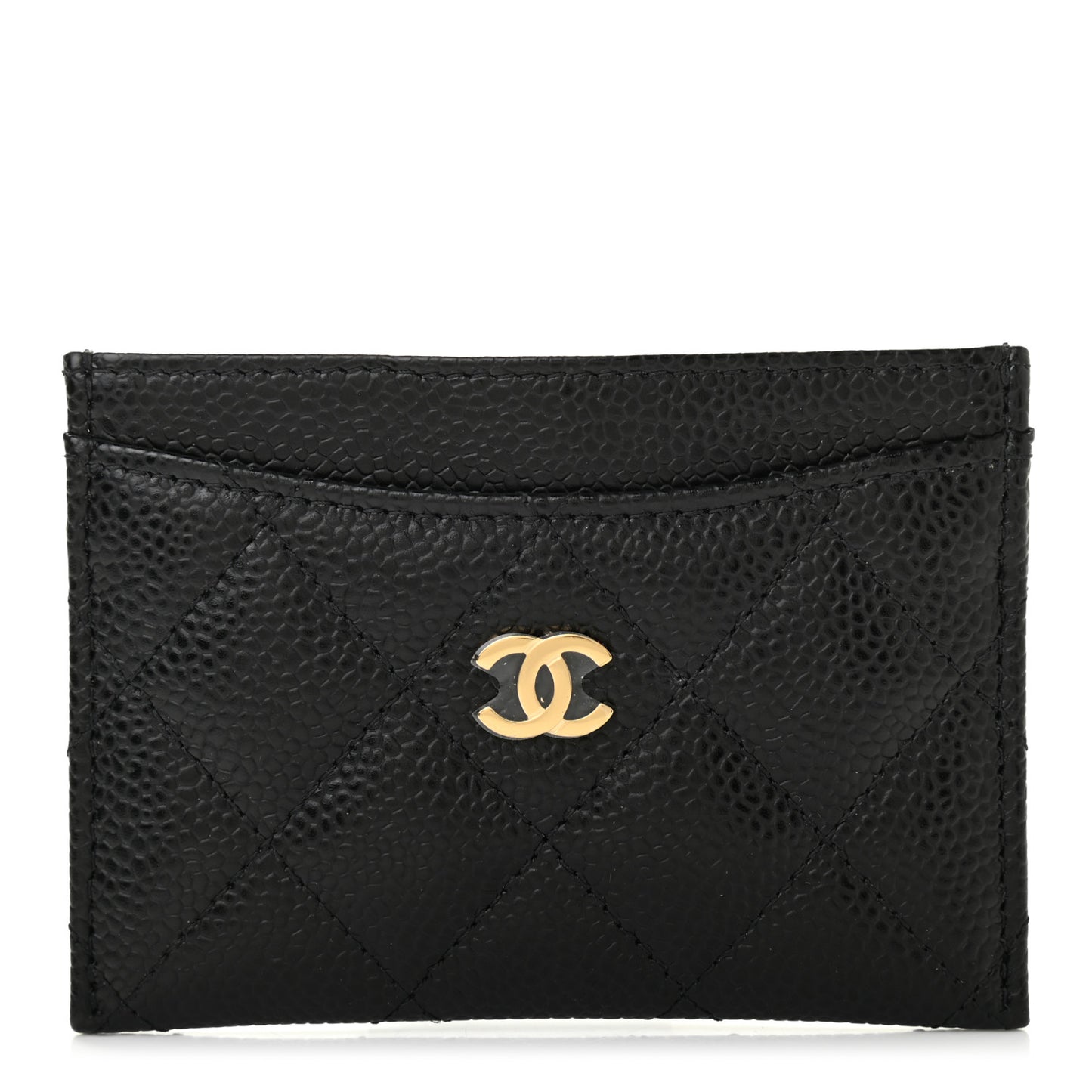Caviar Quilted Card Holder Black