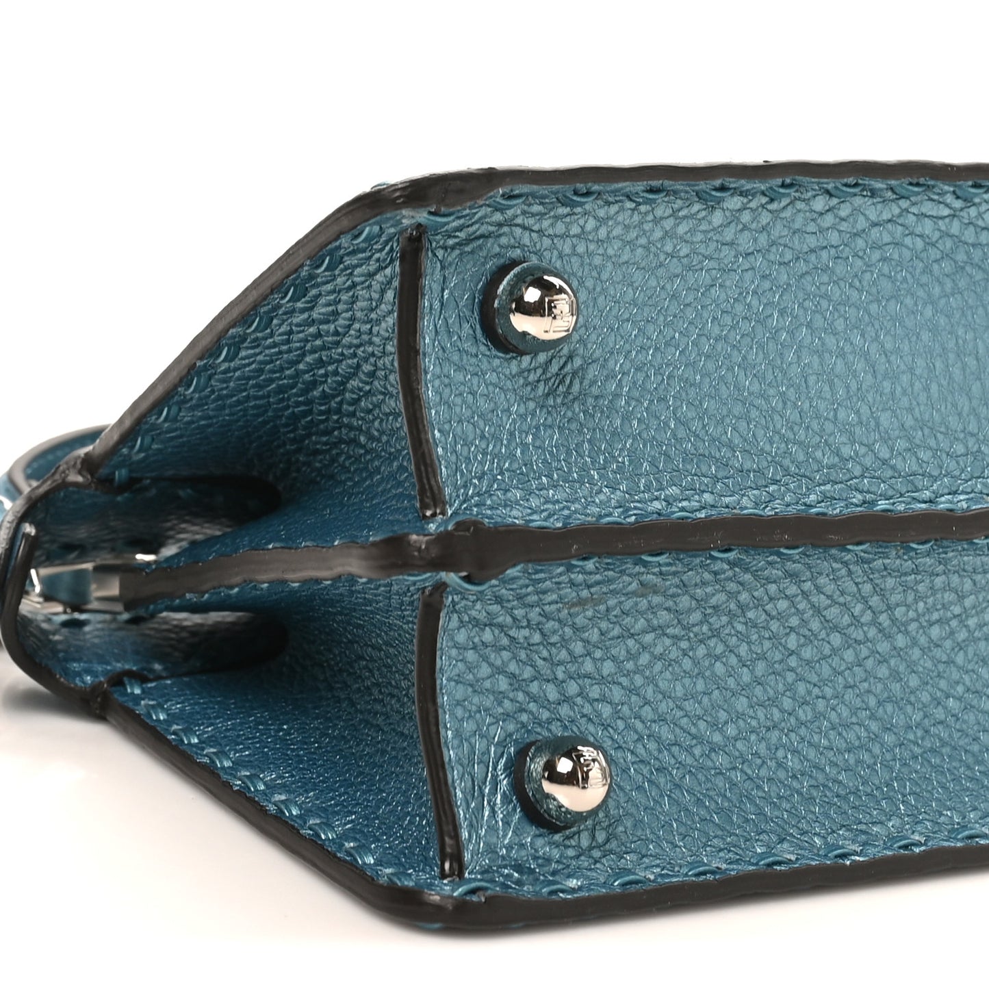 Metallic Cuoio Roma Sellerissima Nappa Sintetica Tape Stitch Petite Peekaboo I SEE U Iconic Satchel Placca Argento