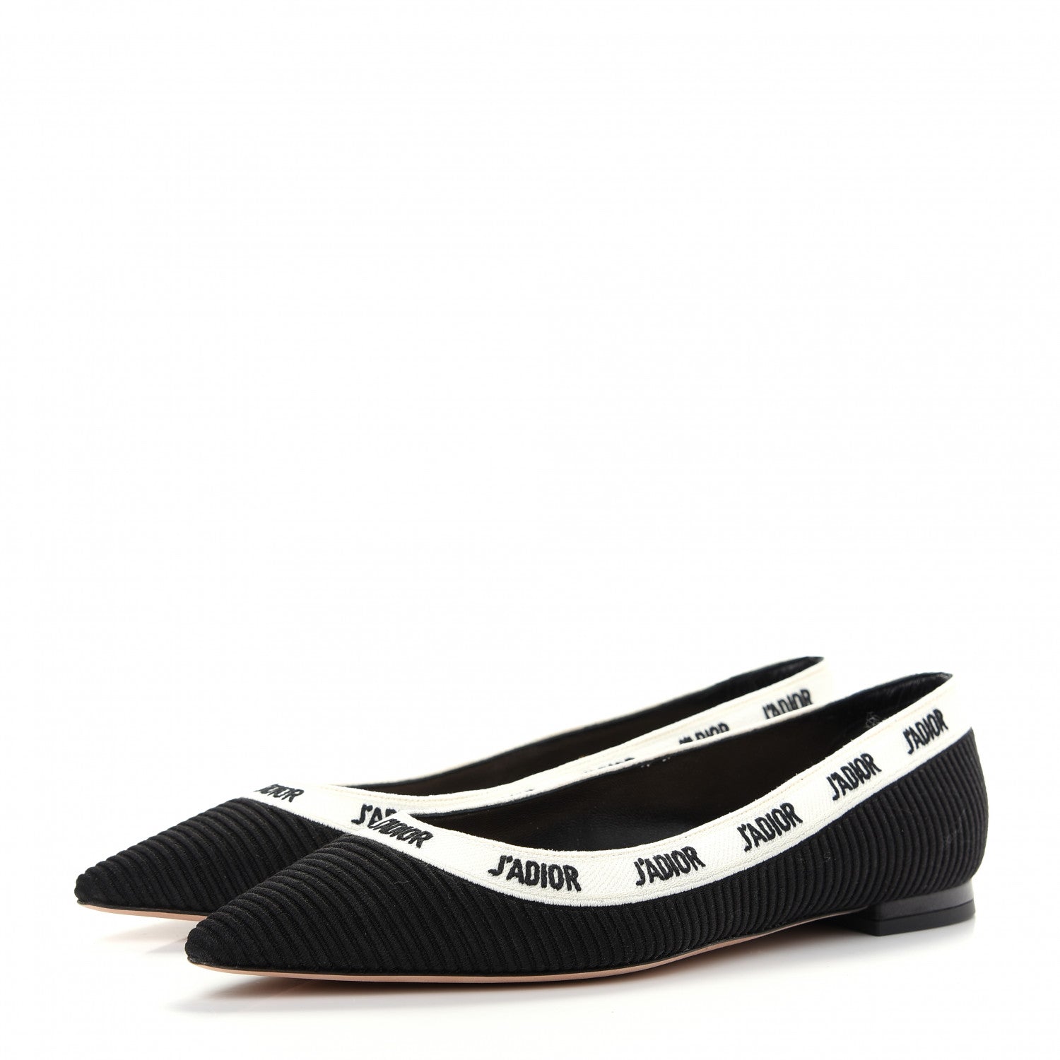 Christian Dior Fabric Ribbon Embroidered J'Adior Ballet Flats 36.5 Black 3 of 11