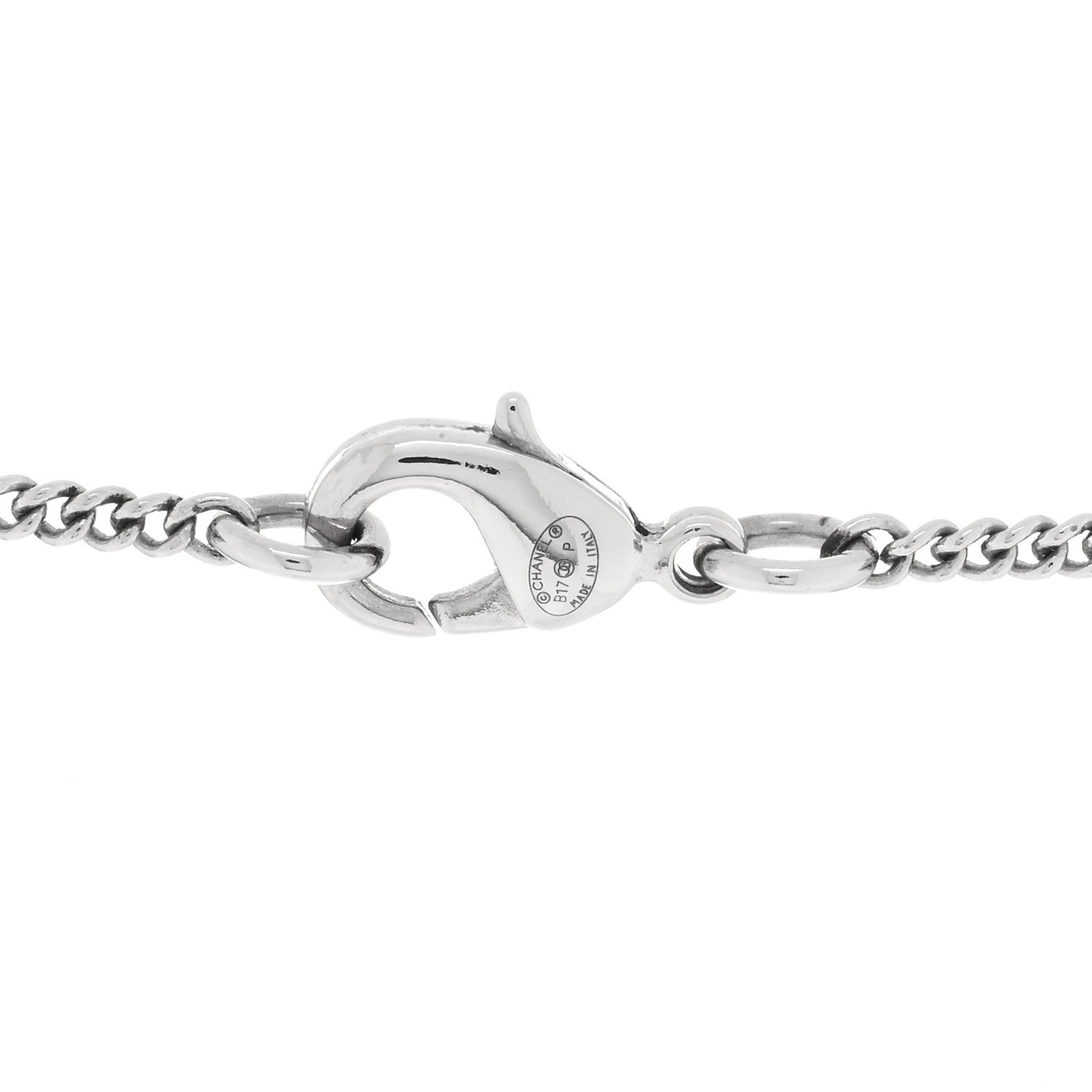 Baguette Crystal Large CC Necklace Silver Black