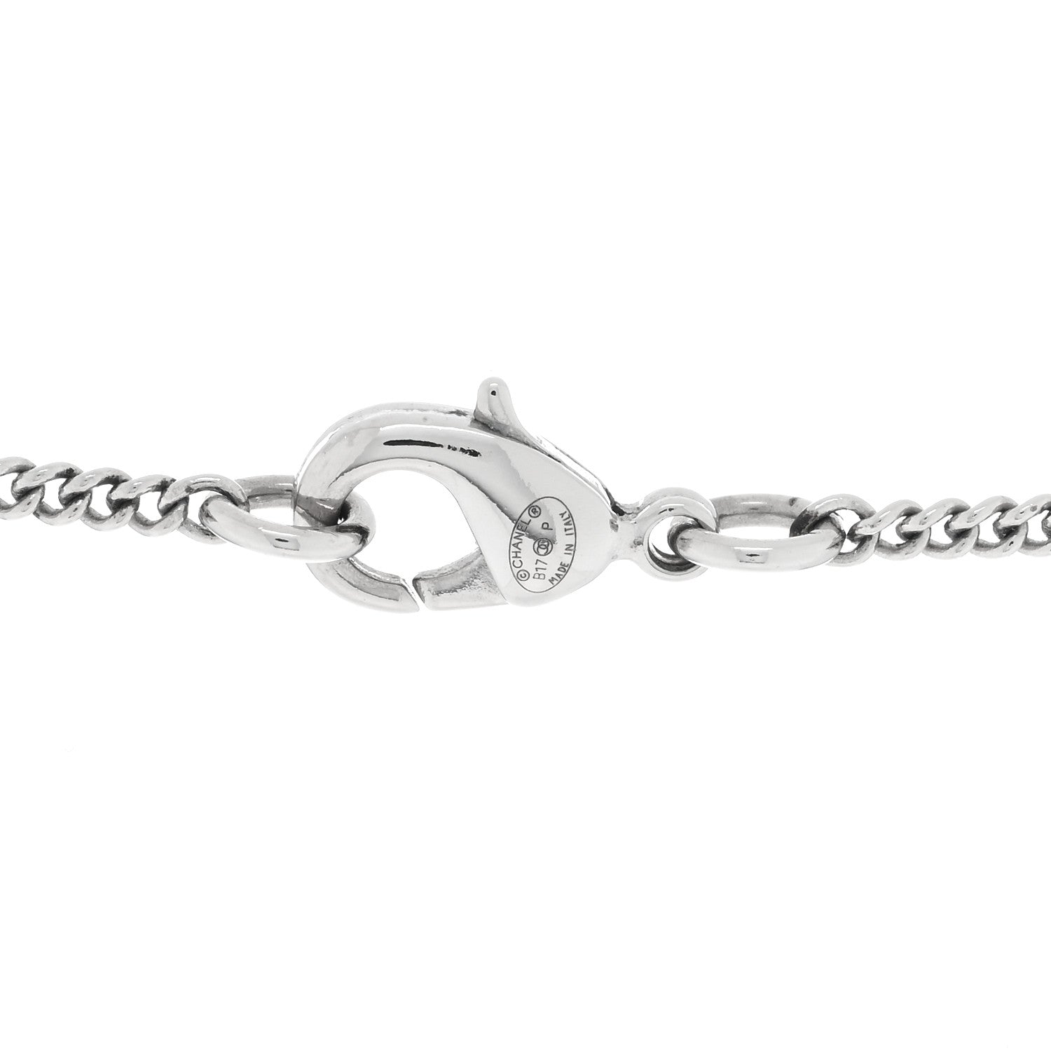 Chanel Baguette Crystal Large CC Necklace Silver Black 4 of 4