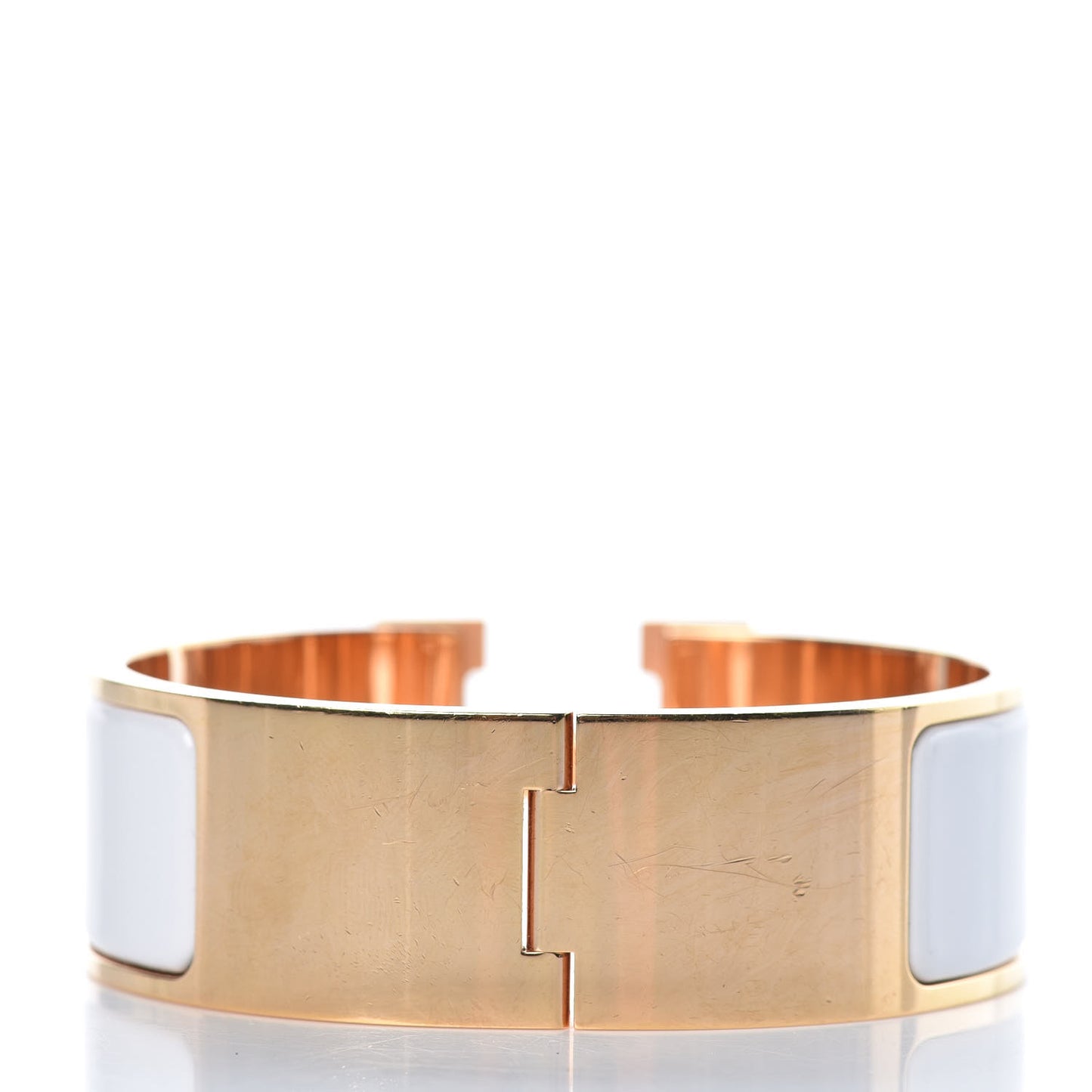 Enamel Wide Clic Clac H Bracelet PM White