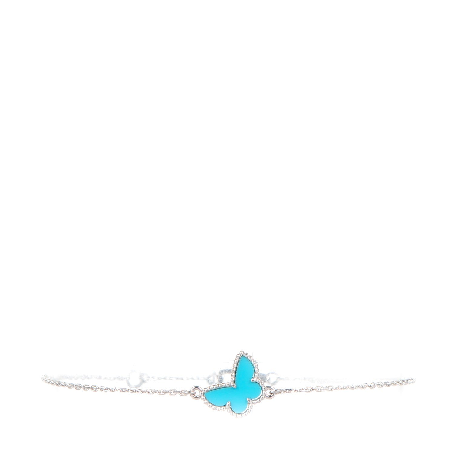 Van Cleef & Arpels 18K White Gold Turquoise Sweet Alhambra Butterfly Bracelet 1 of 6