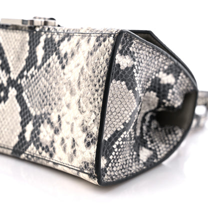 Balenciaga Calfskin Snake Effect Small Hourglass Top Handle Bag Black White 8 of 13