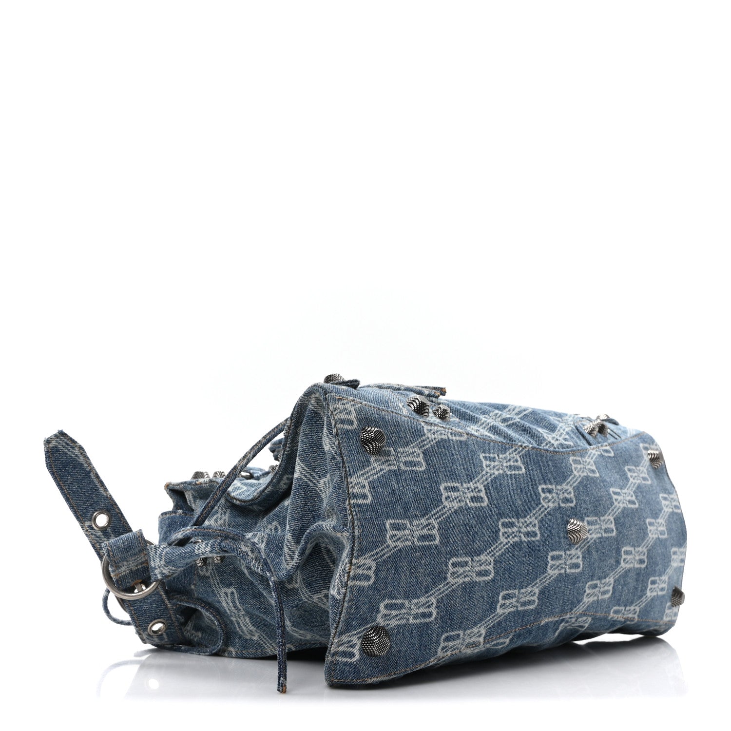Balenciaga Denim BB Monogram Neo Cagole City Handbag Blue 5 of 11