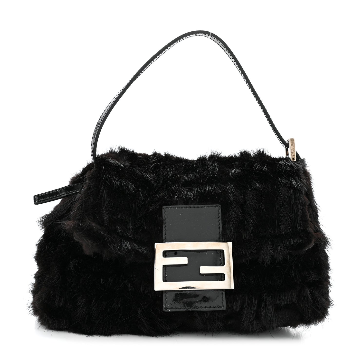 Mink Fur FF Mini Mama Baguette Black