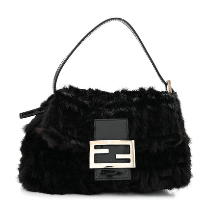 Fendi Mink Fur FF Mini Mama Baguette Black 1 of 12