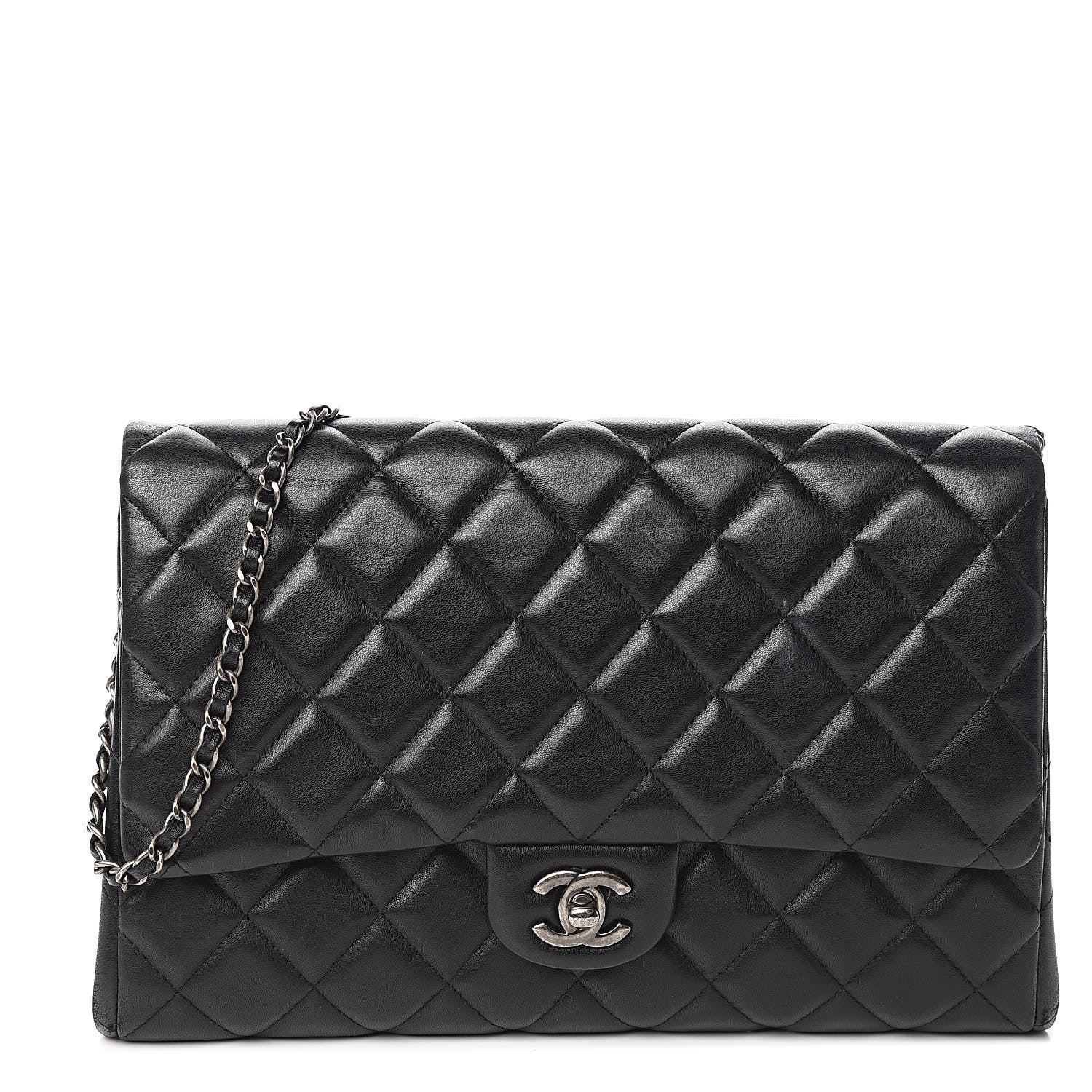 Chanel Lambskin Quilted Clutch With Chain Flap Black 1 of 13