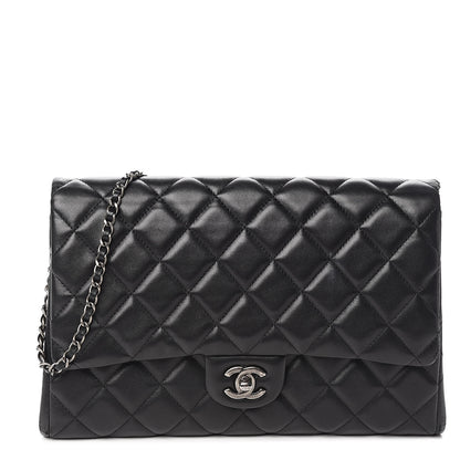 Chanel Lambskin Quilted Clutch With Chain Flap Black 1 of 13
