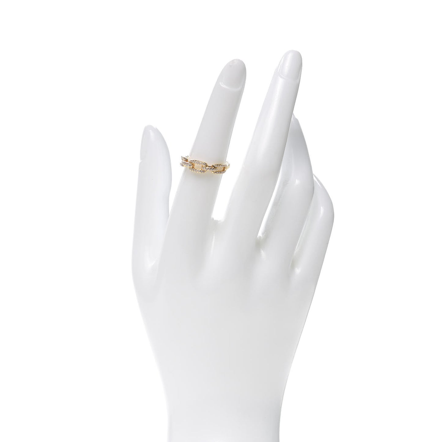 18K Yellow Gold Diamond 4.5mm Stax Single Row Chain Link Ring 51 5.75