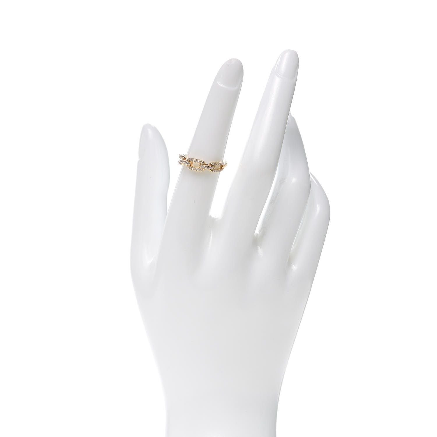 David Yurman 18K Yellow Gold Diamond 4.5mm Stax Single Row Chain Link Ring 51 5.75 2 of 4