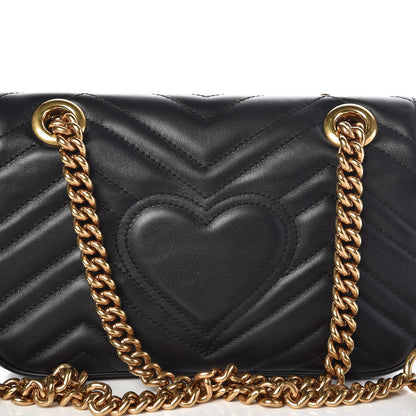 Gucci Calfskin Matelasse Mini GG Marmont Shoulder Bag Black 8 of 8