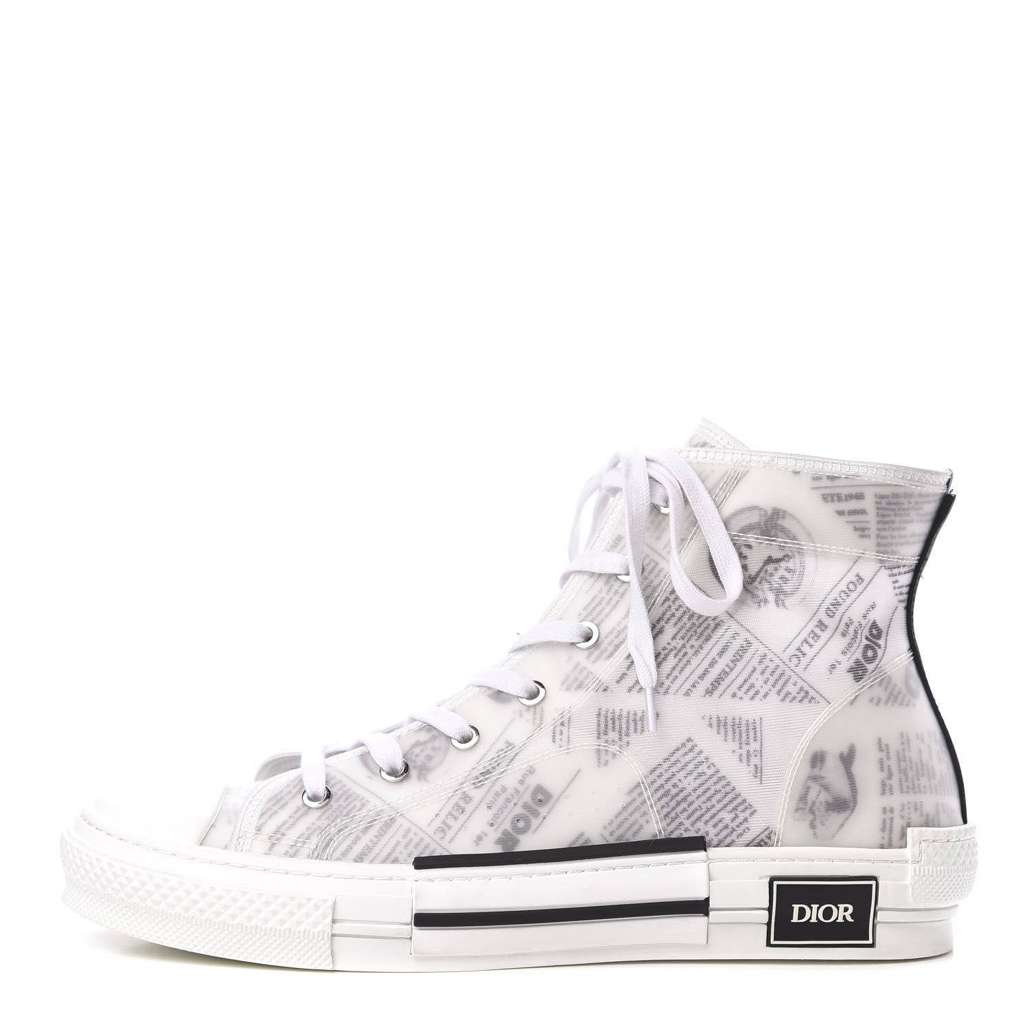 Christian Dior X DANIEL ARSHAM Canvas Newspaper Print B23 High Top Sneakers 46 White 1 of 13