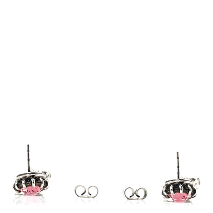 Gucci Metal Crystal Feline Head Earrings Silver Pink 3 of 5