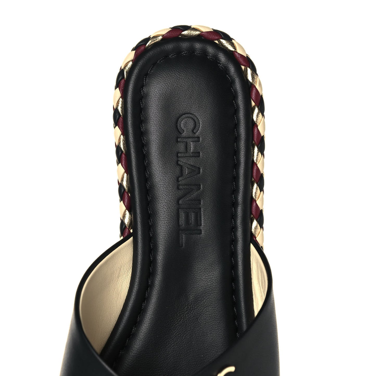 Lambskin Braided Mule Sandals 38 Black