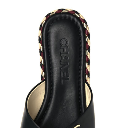 Chanel Lambskin Braided Mule Sandals 38 Black 7 of 10